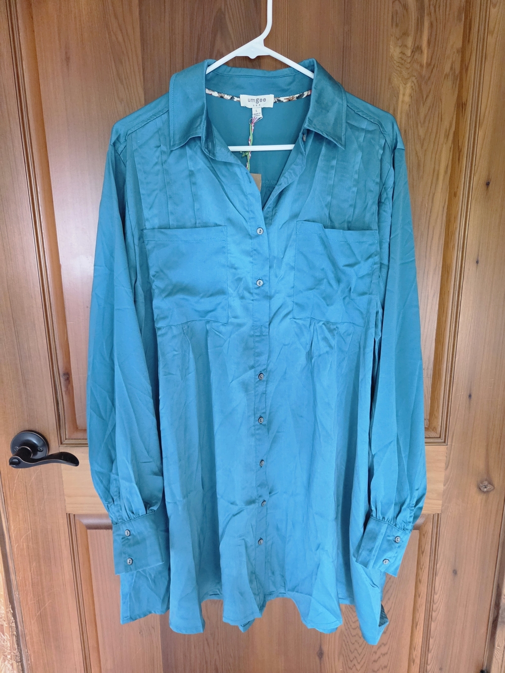 NWT, Umgee Teal Collared Tunic Top/Dress, Sz. L